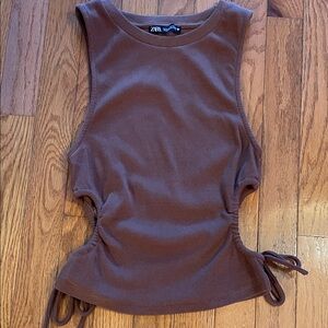 Zara Chocolate Brown Tank Top with side cut outs